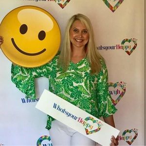 LaRoque green and white silk palm shirt